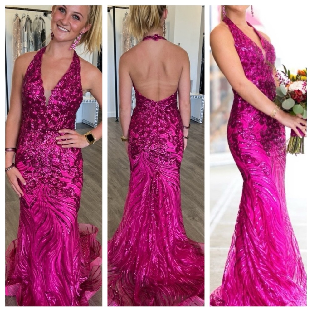 Clarisse Radiant Pink Backless Gown